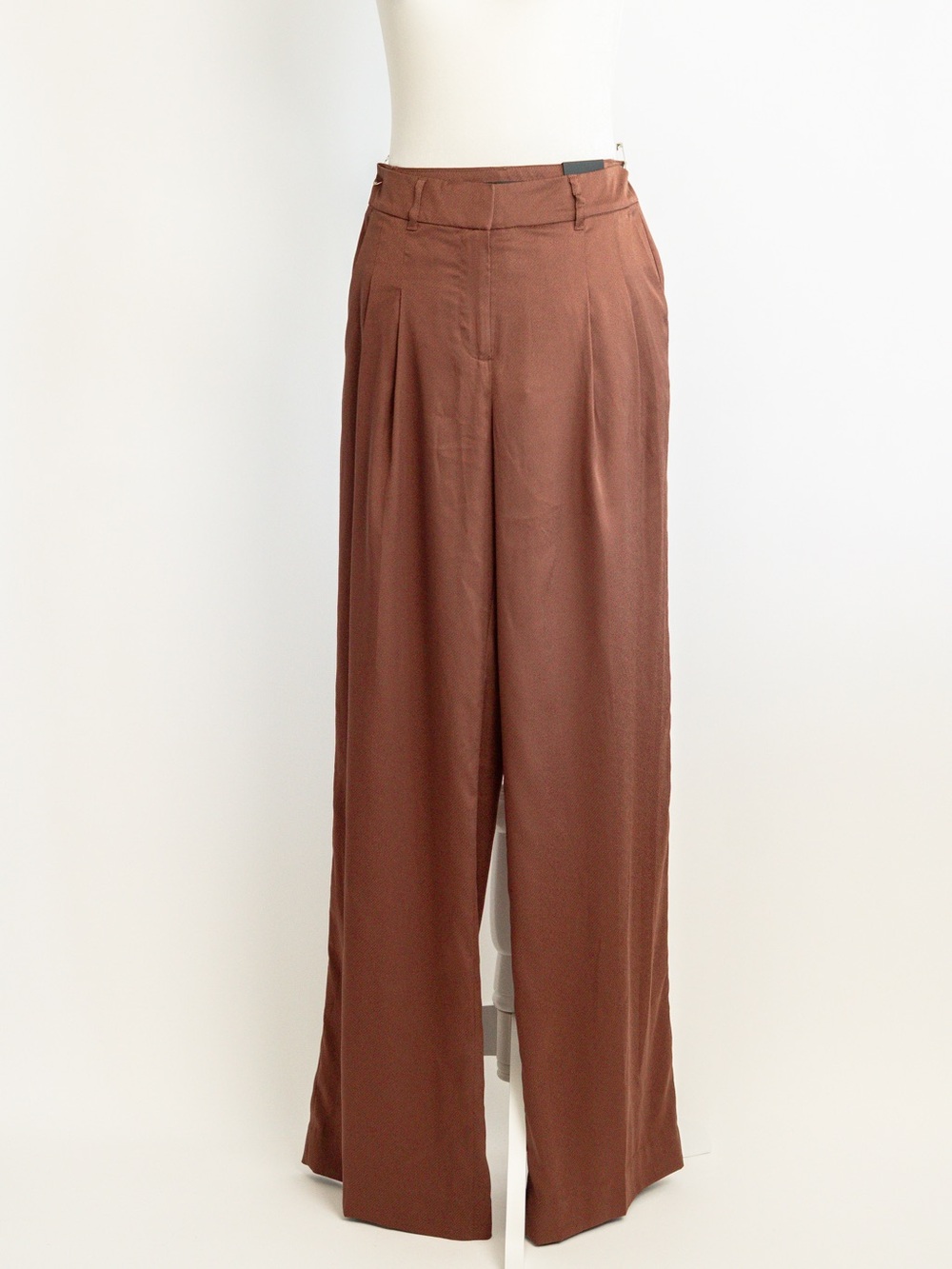 WHBM Wide-Leg Satin Pants in Brown